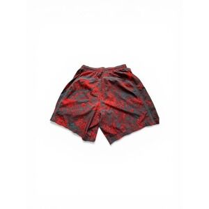 Lululemon Mens Athletic Shorts Red Charcoal Grey Abstract Floral Camo Print